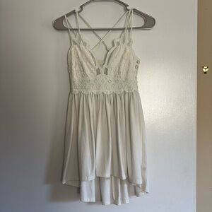 Boho spaghetti strap lace front high low tank
